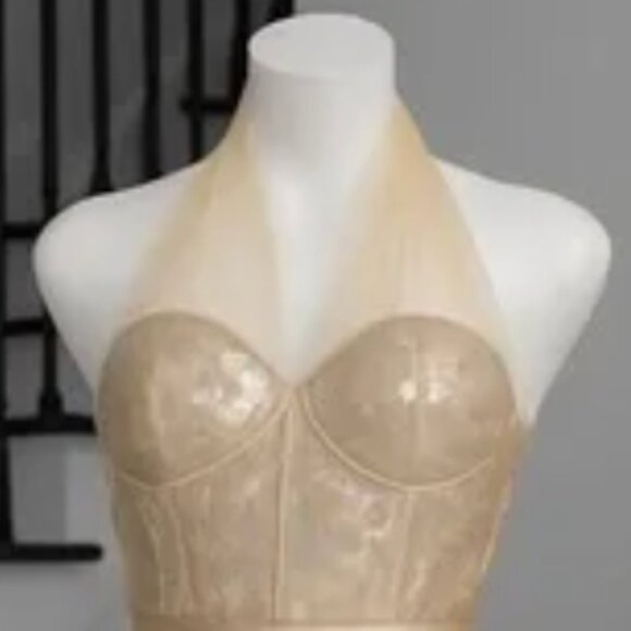 NWOT Faeriesty Sequin Top Strapless Champagne Gown Dress - Picture 9 of 11